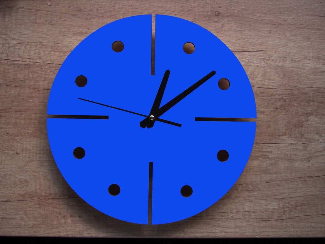 Dřevěné nástěnné hodiny "modern" - blue