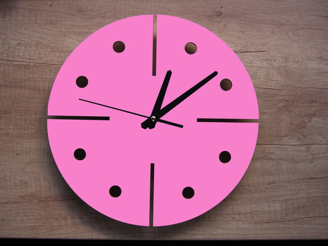 Dřevěné nástěnné hodiny "modern" - pink