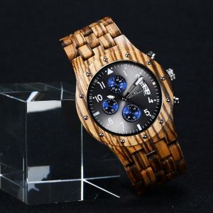 Pánské dřevěné hodinky BeWell se stopkami