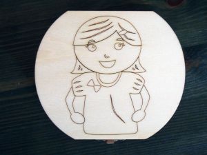Dřevěná krabička na mléčné zoubky s českými popisky holka/kluk - kluk