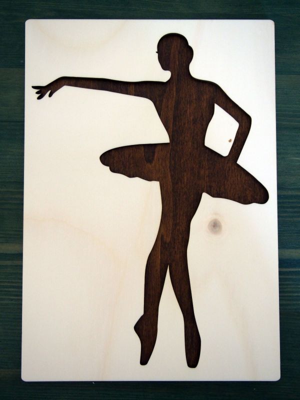 Dřevěný obrázek baletka 3 - tmavá