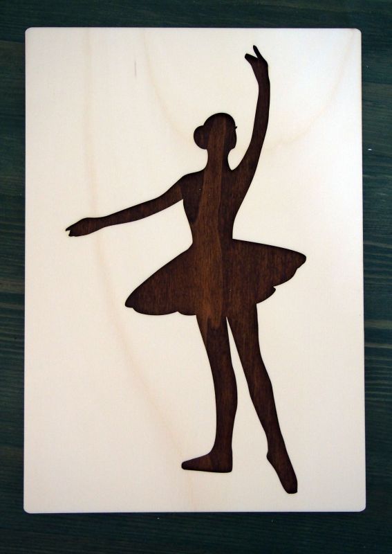 Dřevěný obrázek baletka 4 - tmavá