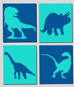 Obrazy z překližky dinosauři 4ks