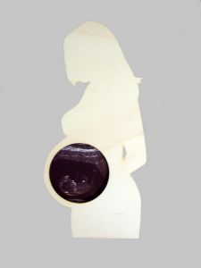 Rámeček na ultrazvuk silueta těhotné ženy malá - s textem na míru