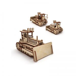 Dřevěné 3D puzzle, skládačka buldozér
