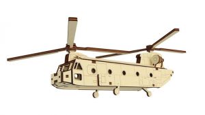 Dřevěné 3D puzzle, skládačka helikoptéra velká