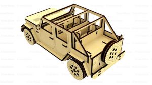 Dřevěné 3D puzzle, skládačka jeep