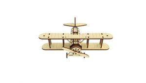 Dřevěné 3D puzzle, skládačka dvouplošník letadlo