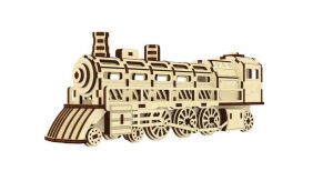 Dřevěné 3D puzzle, skládačka lokomotiva