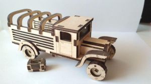 Dřevěné 3D puzzle, skládačka old truck