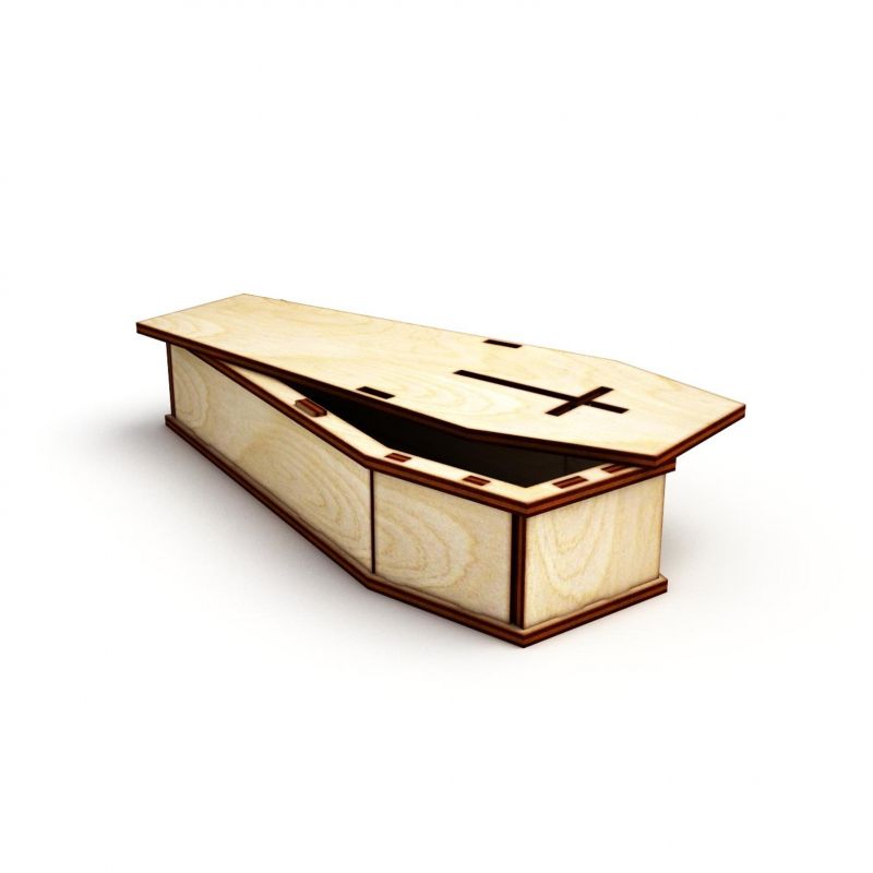 Dřevěná krabička ve tvaru rakvičky