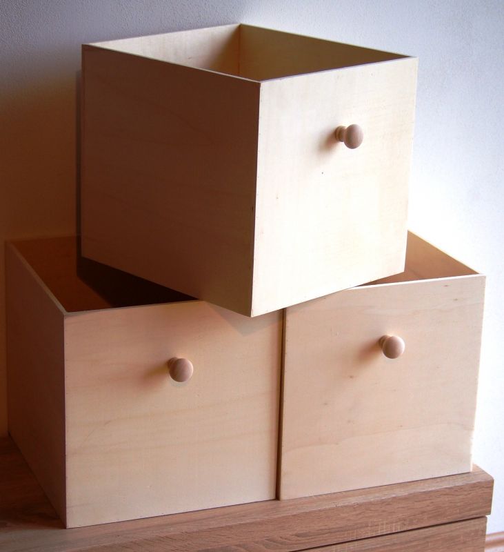 Box 33x33x38cm na míru přírodní - Dřevěná knopka