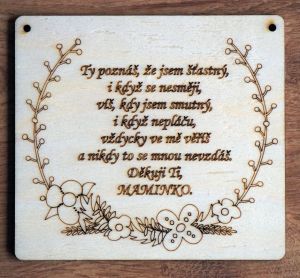 Dřevěná cedulka s citátem pro maminku - od dcery