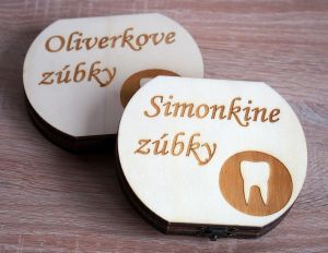 Dřevěná krabička na mléčné zoubky se slovenskými popisky na míru